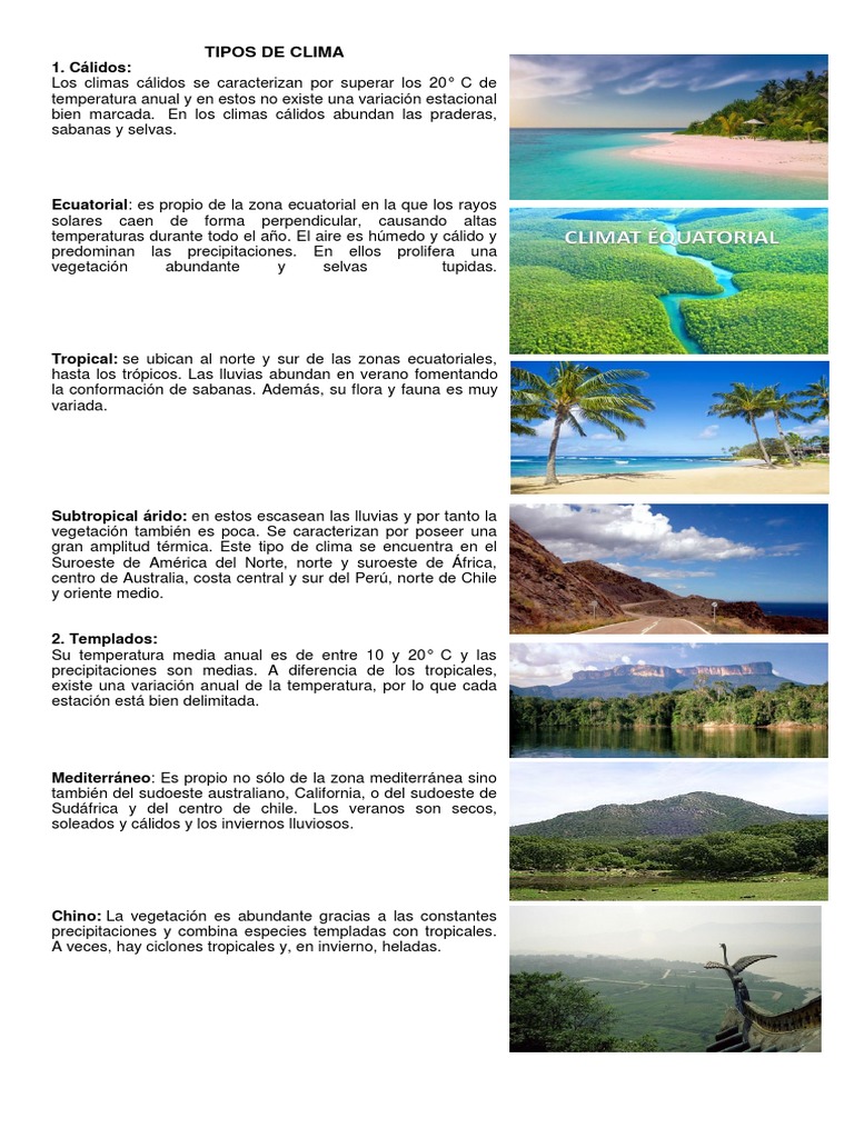 Tipos de Clima y sus Características | PDF | Zona tropical | Clima