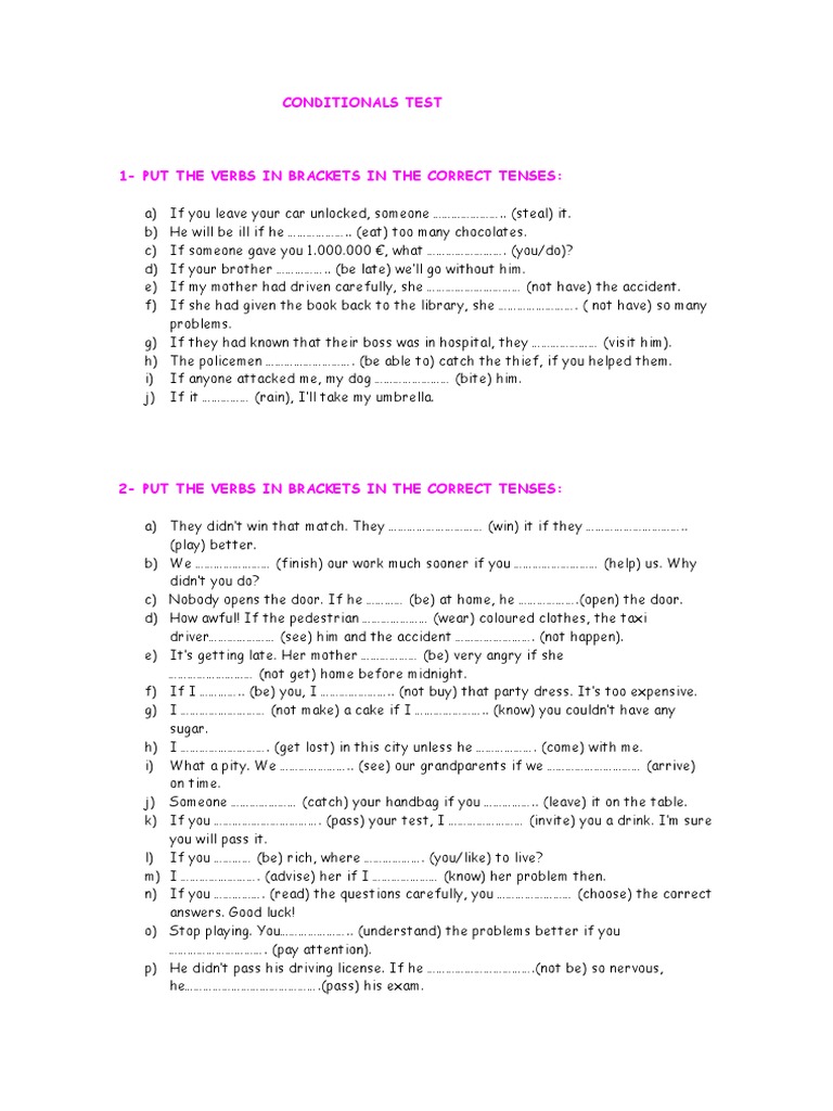 Conditionals Test | PDF