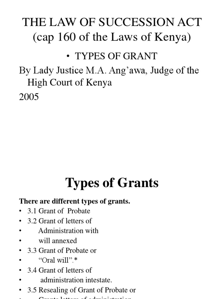 Types of Grants | PDF | Probate | Summons