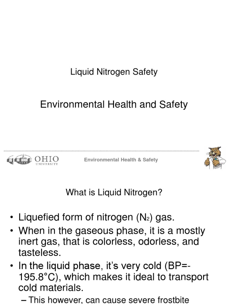 Liquid Nitrogen Safety PDF Cryogenics Oxygen