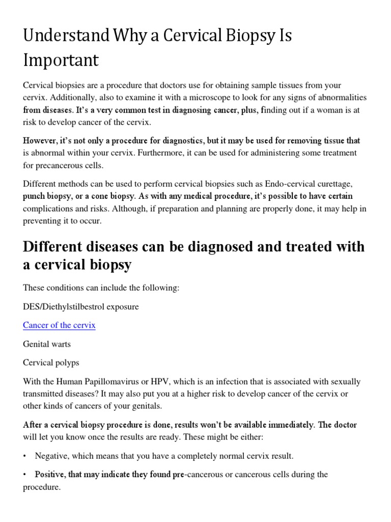 Importance of Cervical Biopsy Procedures | PDF | Cervical Cancer | Biopsy