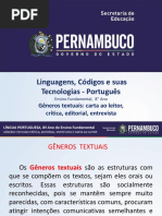 Gêneros Textuais Carta Ao Leitor, Crítica, Editorial, Entrevista
