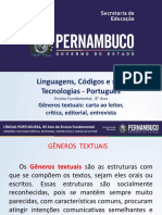 Gêneros Textuais Carta Ao Leitor, Crítica, Editorial, Entrevista