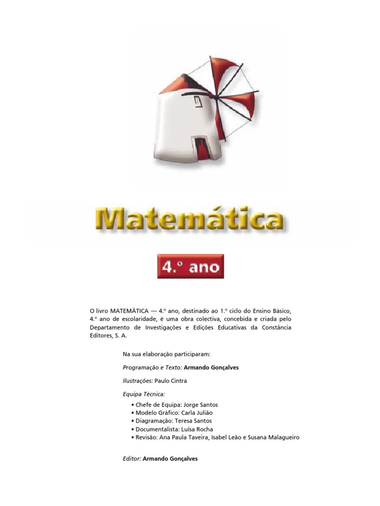 Livro de Matemática 4º Ano PDF | PDF | Cognição | Ensino de Matemática