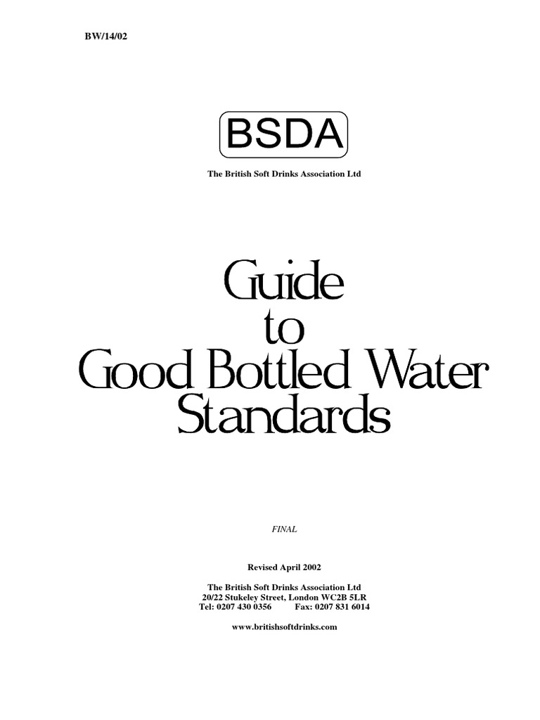 BSDA Guide To Good Bottled Water Standards 2002 PDF Packaging