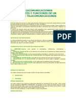 Redes y Telecomunicaciones Componentes y Funciones de Un Sistema de Telecomunicaciones