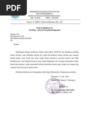 Surat Himbauan Kantin