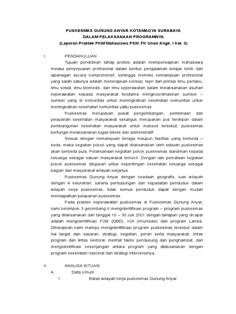 Laporan Puskesmas Gunung Anyar