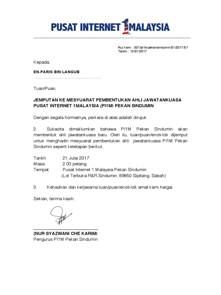 Surat Jemputan Mesyuarat  PDF