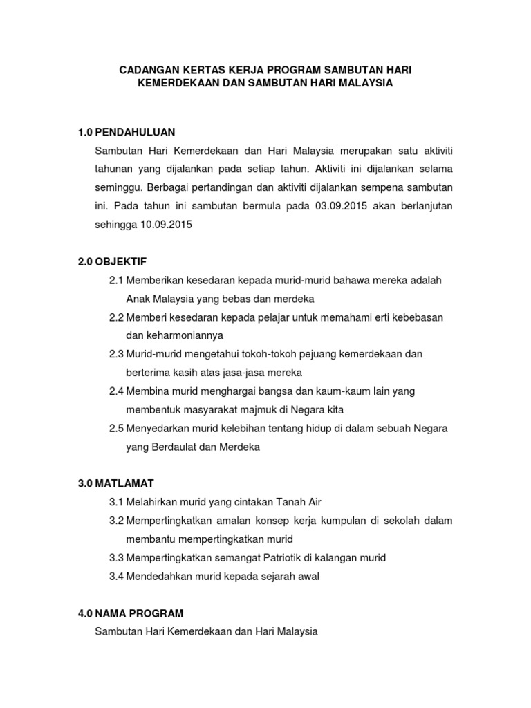 Kertas Kerja Merdeka Dan Hari Malaysia | PDF