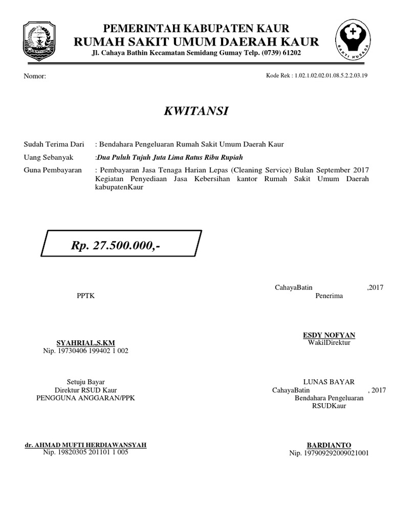 Kwitansi September Cleaning Service