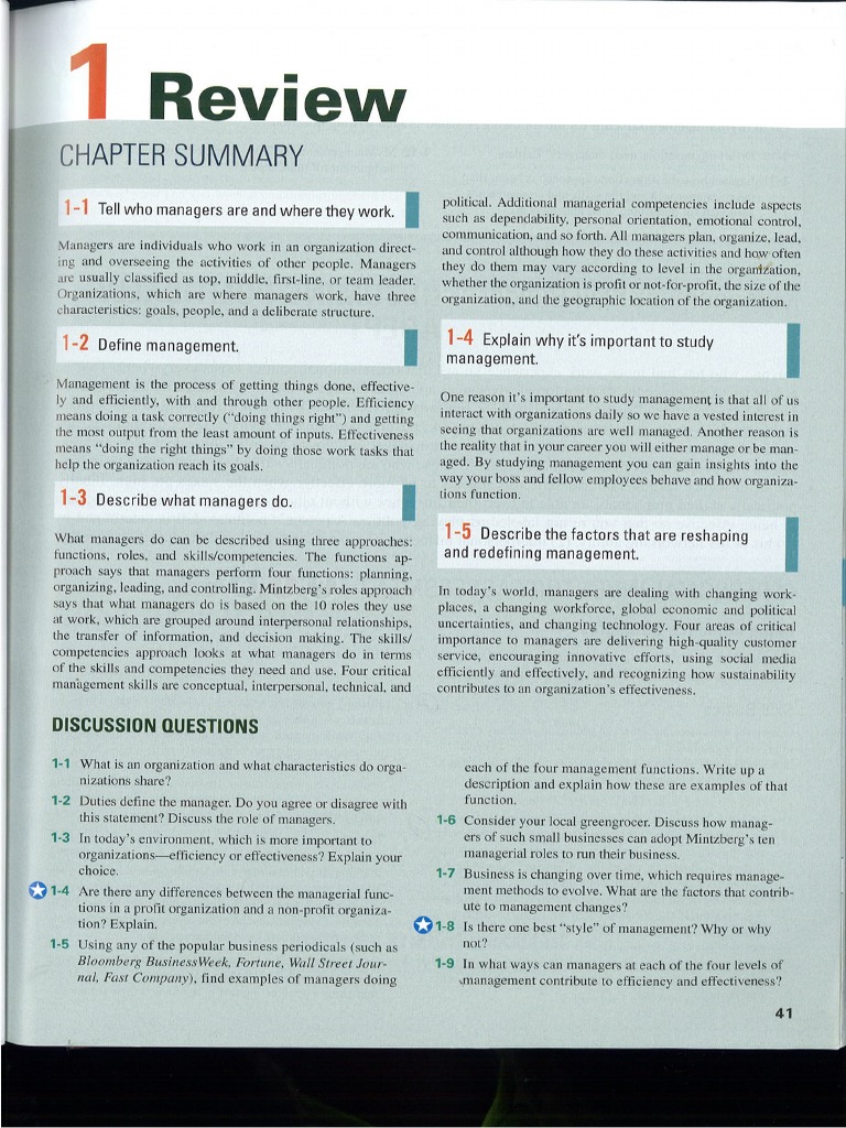Ch.1 Summary and Discussion Questions | PDF