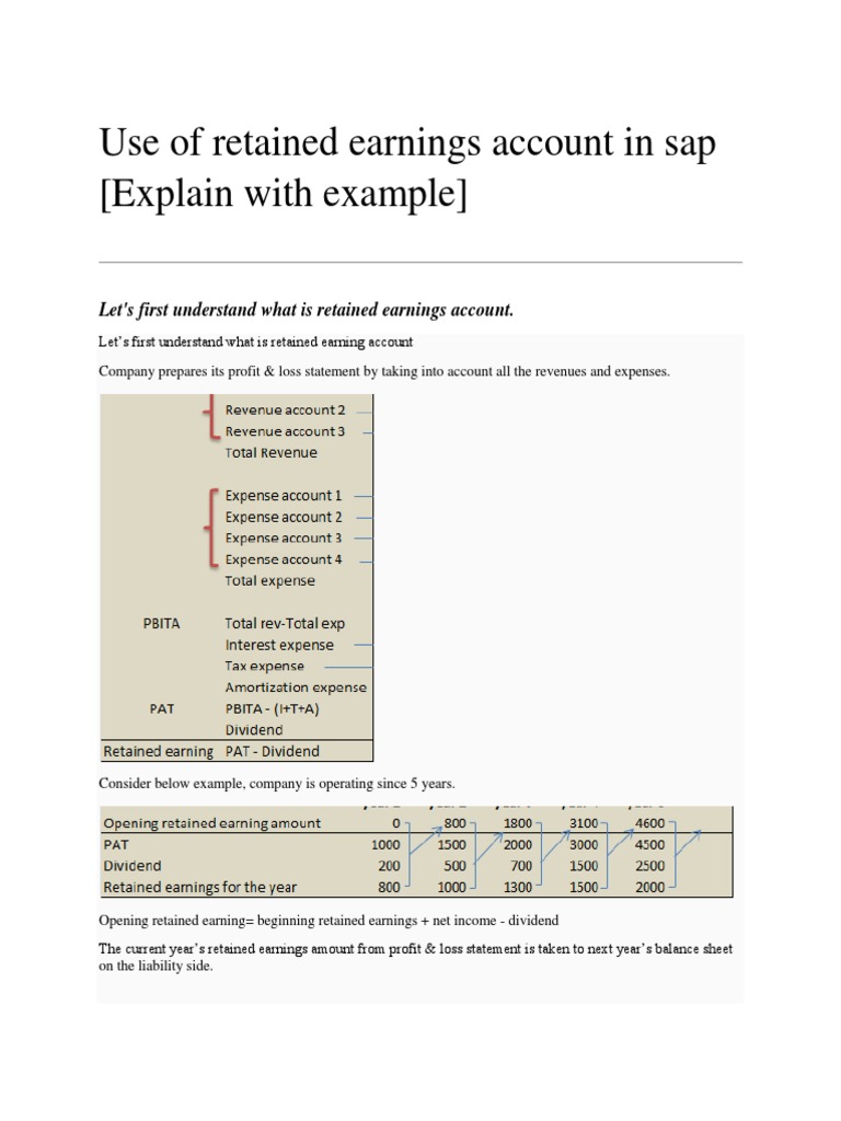 Retained Earnings Account in Sap PDF Retained Earnings Balance Sheet