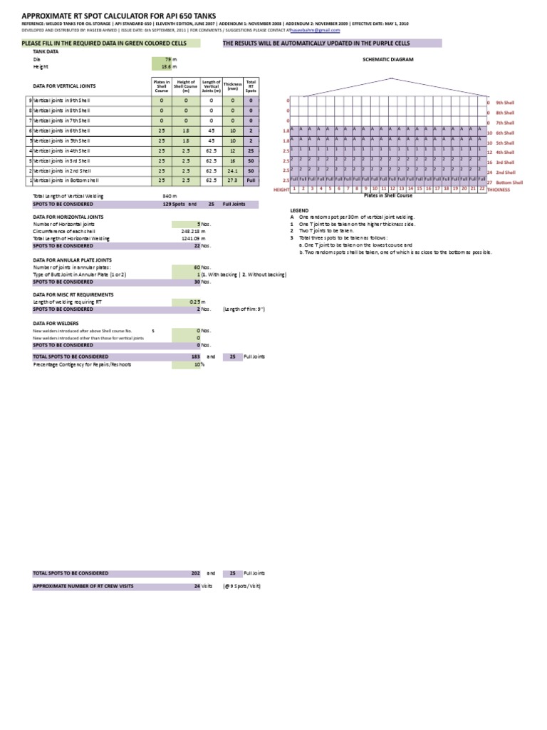Approximate RT Calculation For API 650 Tank | PDF | Welding | Construction