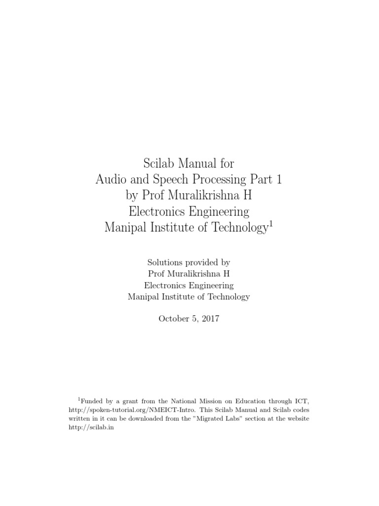 Scilab Audio Processing Manual | PDF | Frequency | Electrical Engineering