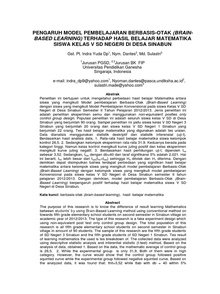 Brain Based Learning | PDF | Karier & Perkembangan | Kesehatan Holistik
