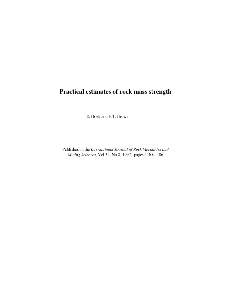 Hoek-Brown Rock Mass Strength Estimates | PDF | Strength Of Materials ...