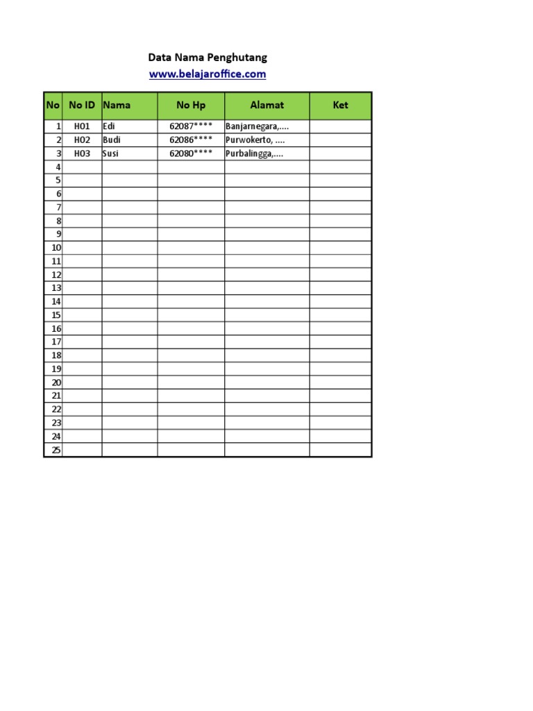 Pencatatan Hutang Excel | PDF