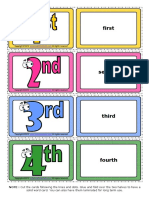 Ordinal Numbers Esl Vocabulary Game Cards For Kids
