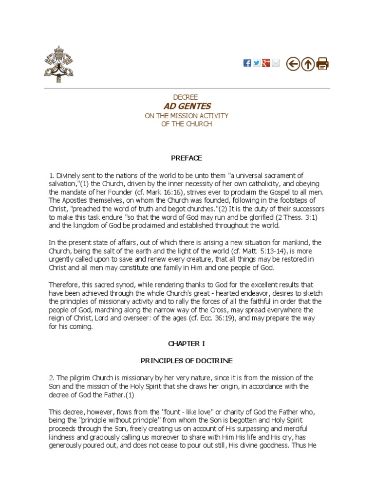 Ad Gentes Vatican Decree | Download Free PDF | Laity | Catholic Church