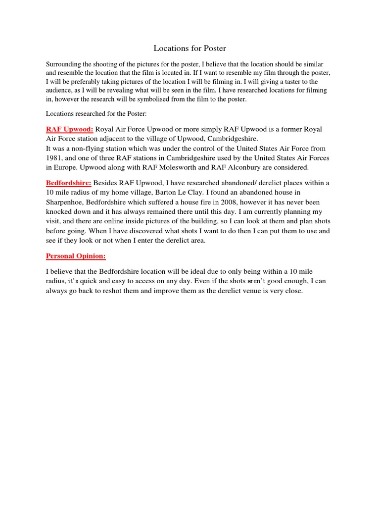 Locations For Poster | PDF