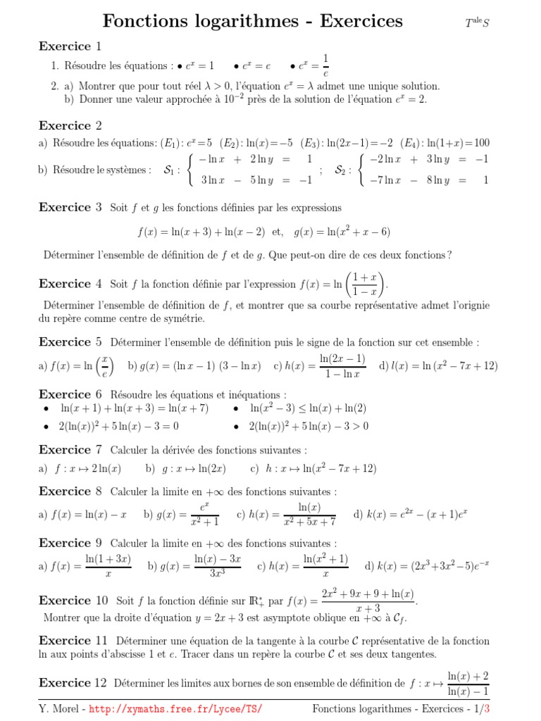 Cours Logarithme Exercices Tremblements De Terre Logarithme