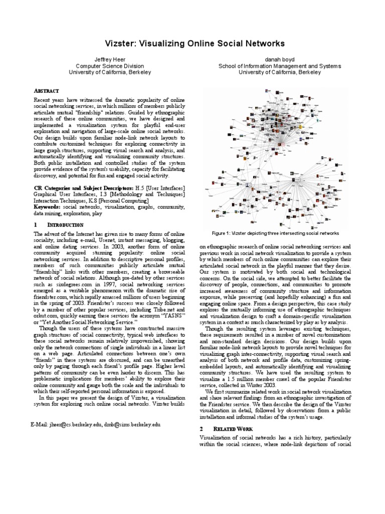 Vizster: Visualizing Online Social Networks: Bstract | PDF | Social ...