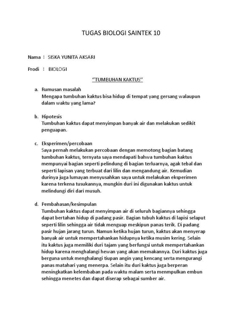 Tugas Biologi Metode Ilmiah