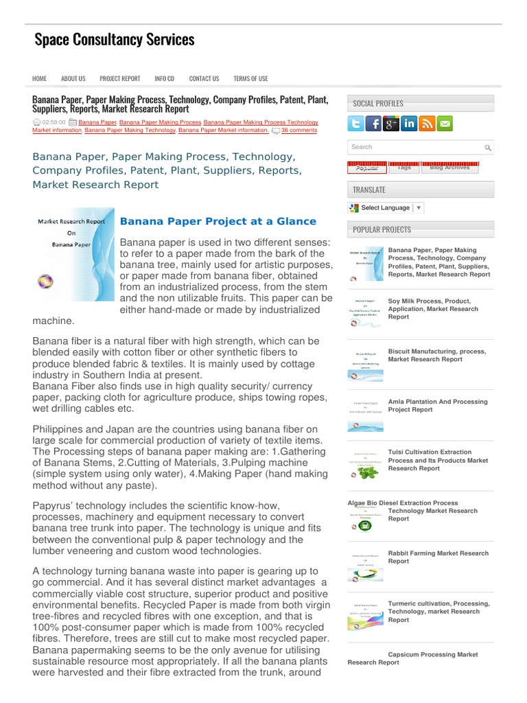 Banana Paper Paper Making Process Technology Compa Pulp (Paper
