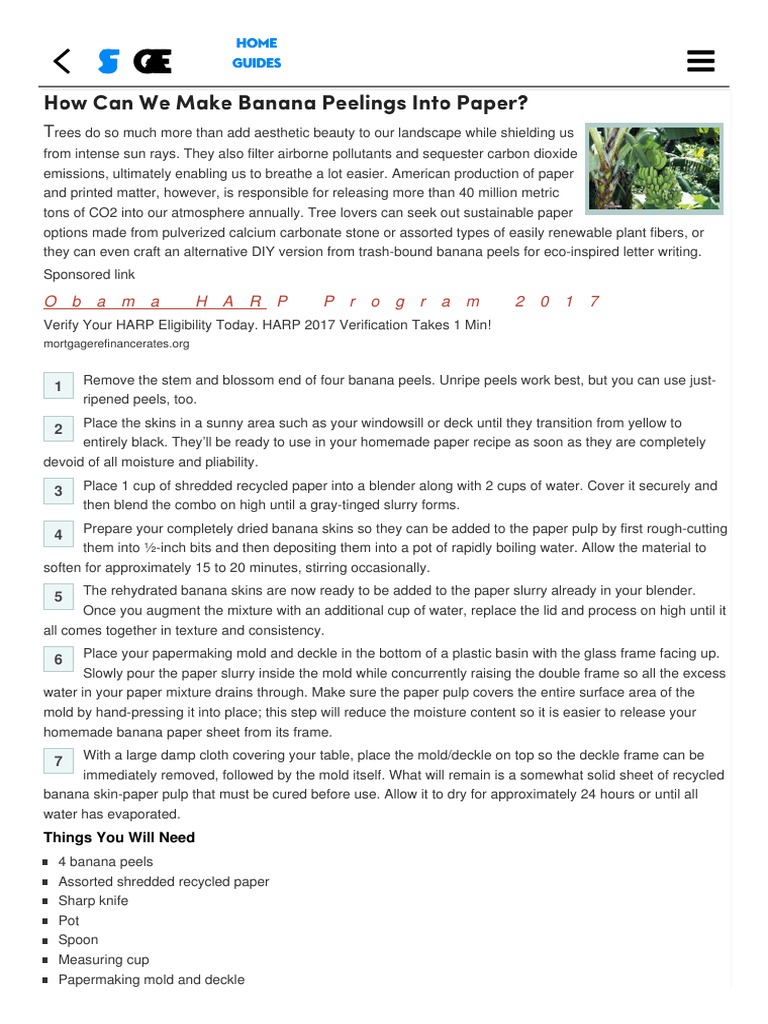 How Can We Make Banana Peelings Into Paper | PDF | Papermaking | Paper