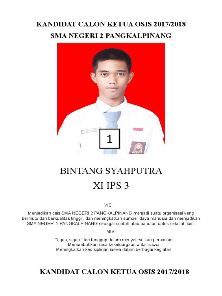 Brosur Kandidat Calon Ketua Osis 2017