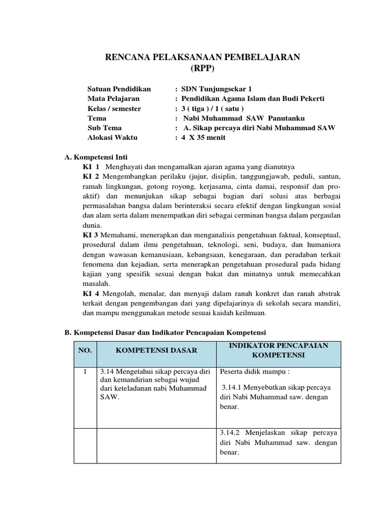 Rpp Pai Kelas 3 Sd Kurikulum 2013 Lengkap