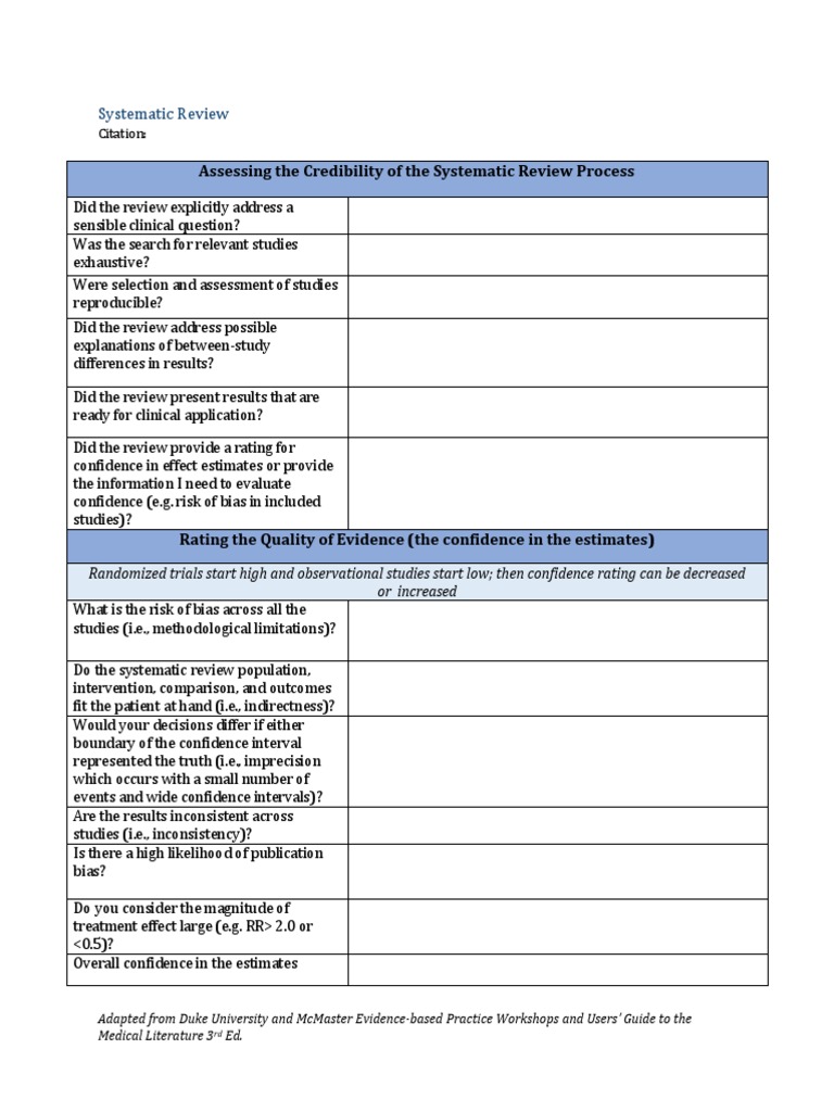 Evaluating Systematic Review Credibility | PDF | Self-Improvement ...