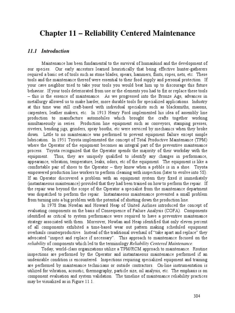 Chapter 11 - Reliability Centered Maintenance | PDF | Reliability ...