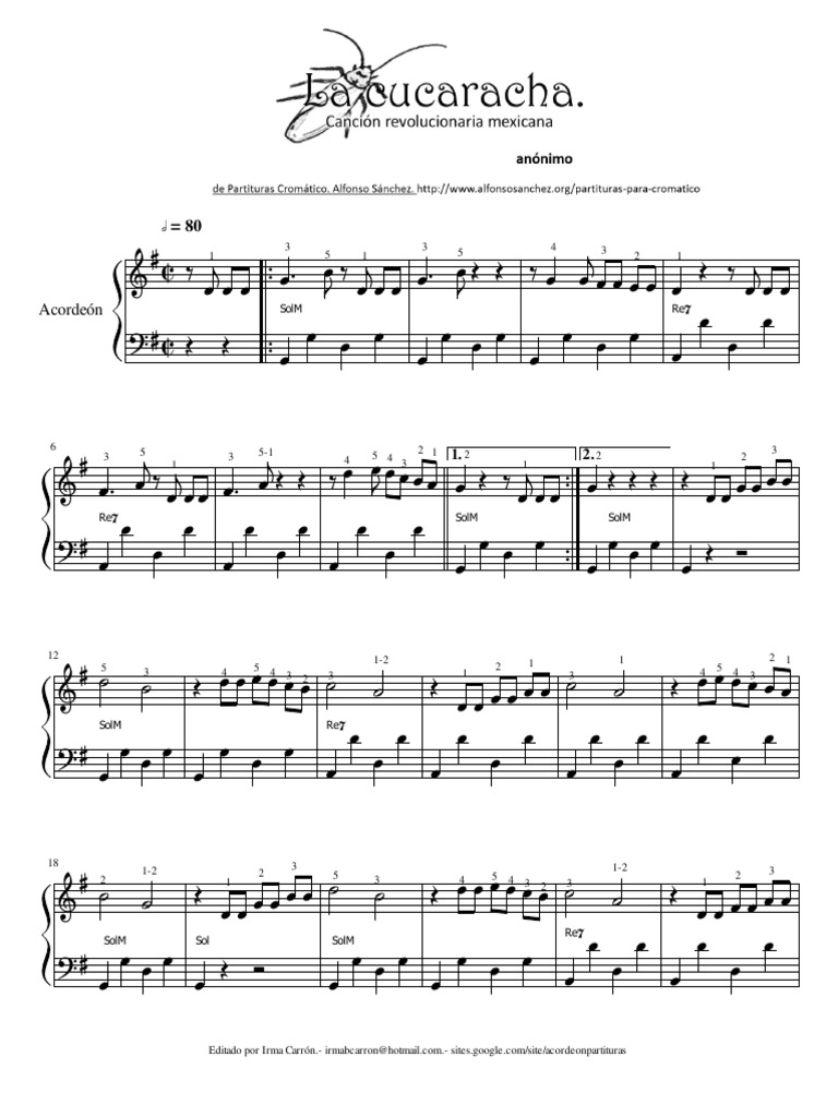 La Cucaracha. Corrido. v.1 PDF La Cucaracha revolución mejicana