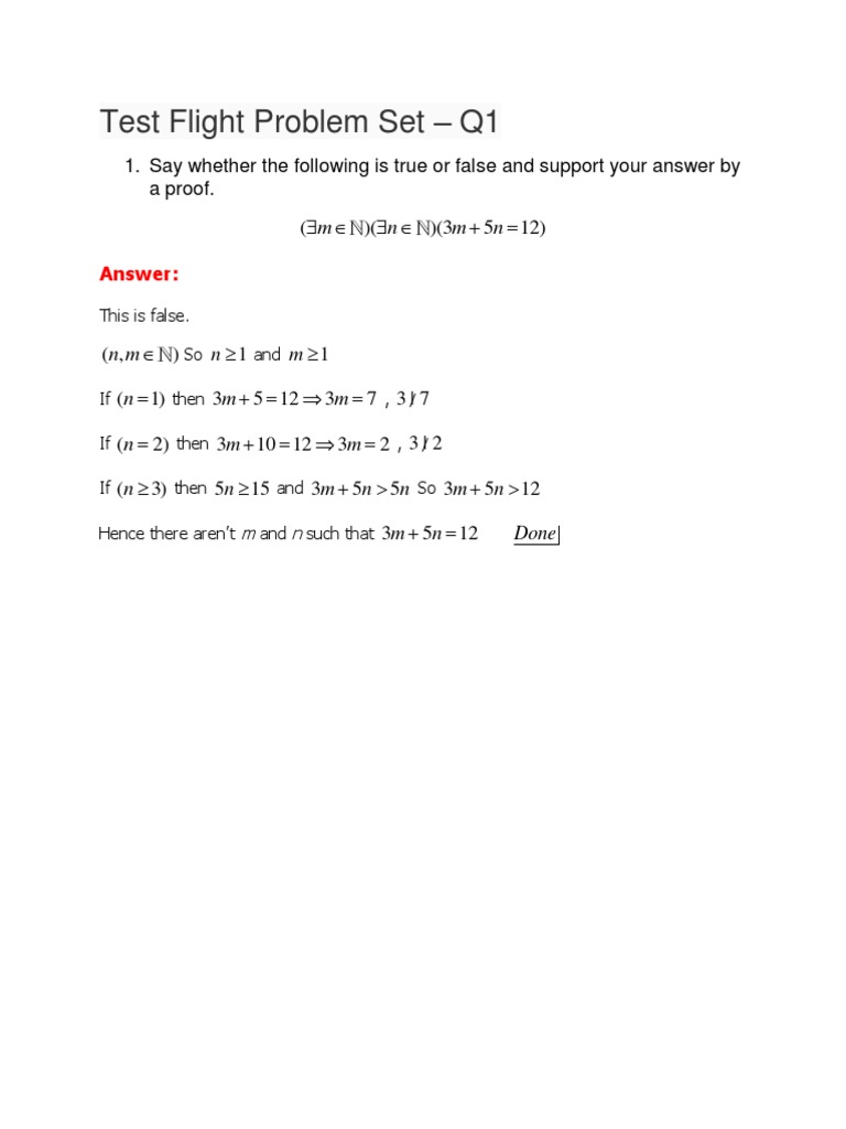 Test Flight Math Proof Analysis | PDF | Logic | Formalism (Deductive)