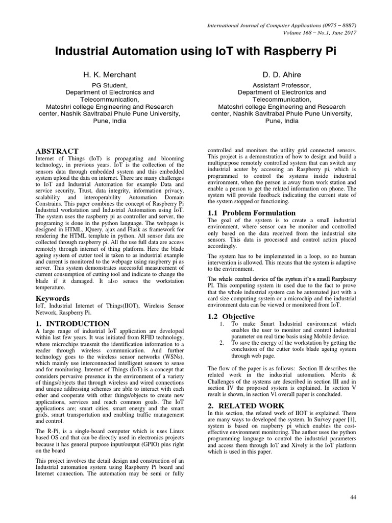 IoT-Driven Industrial Automation with Raspberry Pi | PDF | Internet Of ...