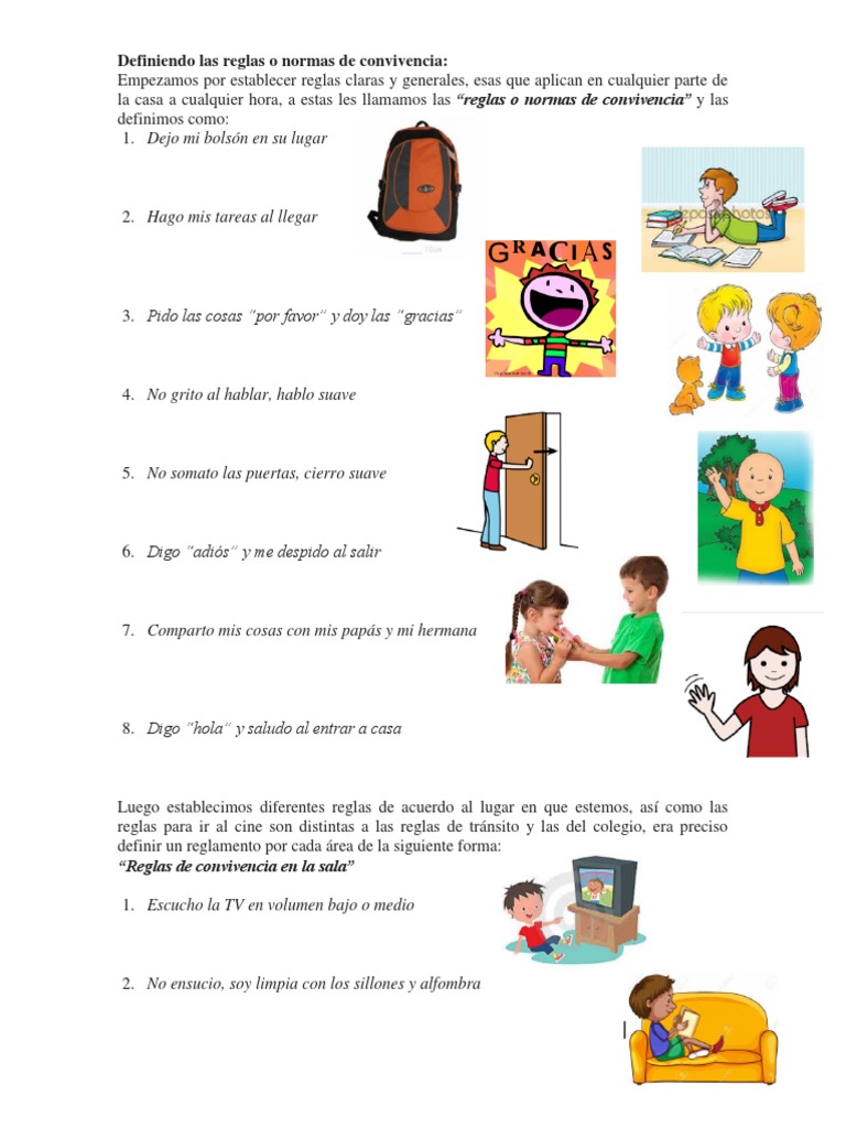 30 Normas De Convivencia Familiar En El Hogar Ilustrados Pdf Cocina