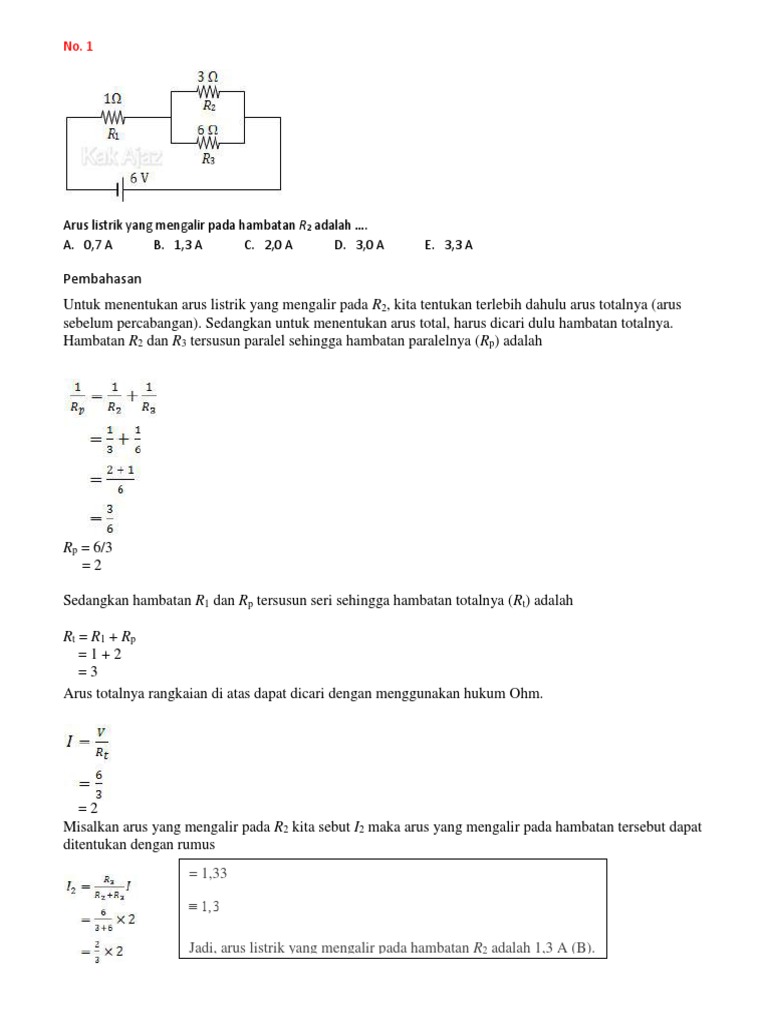 Arus Listrik Yang Mengalir Pada Hambatan
