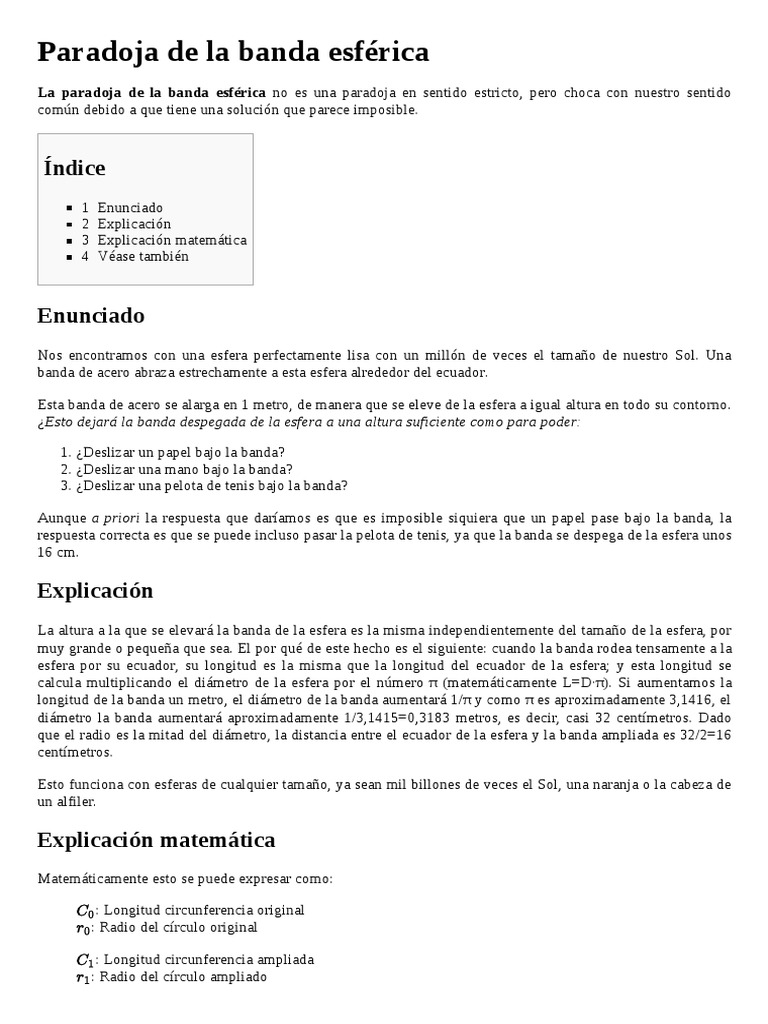 Paradoja de La Banda Esférica PDF Pi Esfera