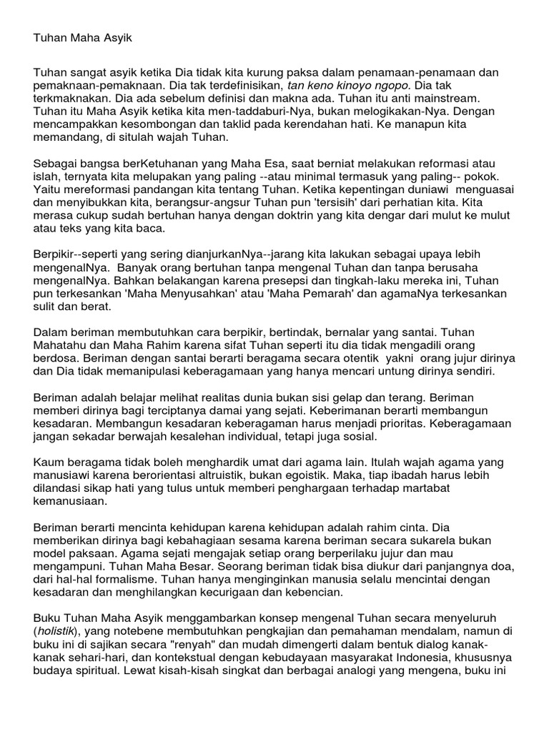 Tuhan Maha Asyik