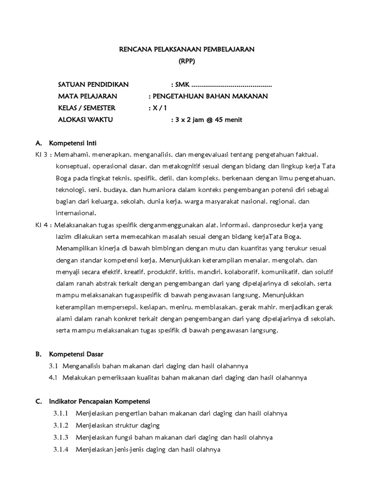 Rpp Pengetahuan Bahan Docx