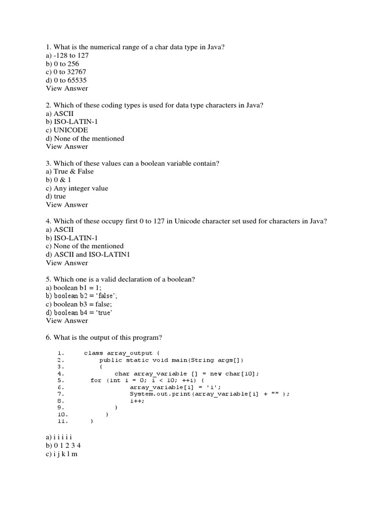 Java Questions | PDF | C (Programming Language) | Computer Data
