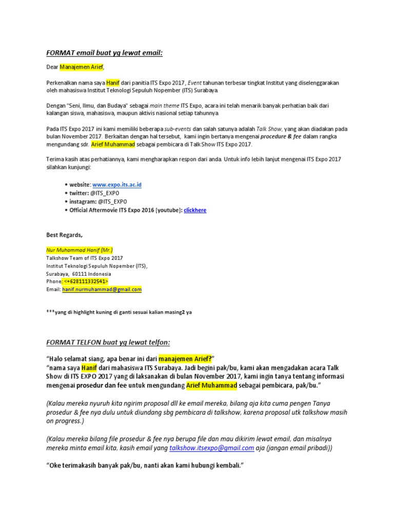 FORMAT Email, Telfon, Sms | PDF