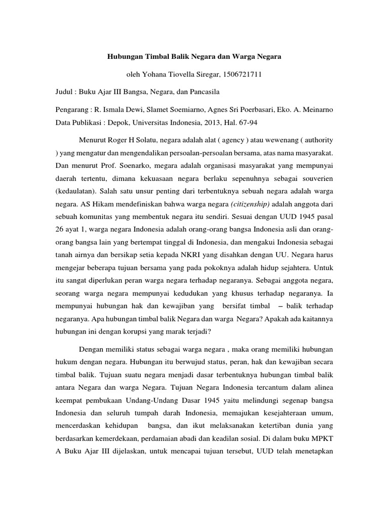 Hubungan Timbal Balik Negara Dan Warga Negara PDF