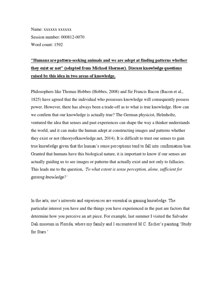 tok essay reflection example