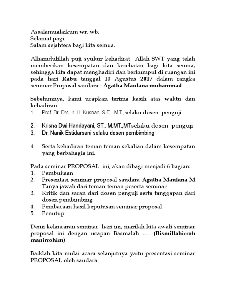 Susunan Acara Seminar Proposal | PDF
