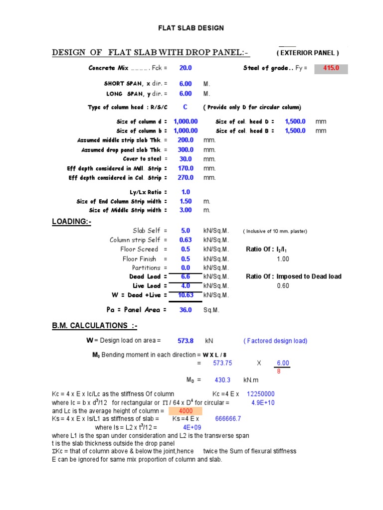 Flat Slab Design with Drop Panel | PDF | Column | Materials