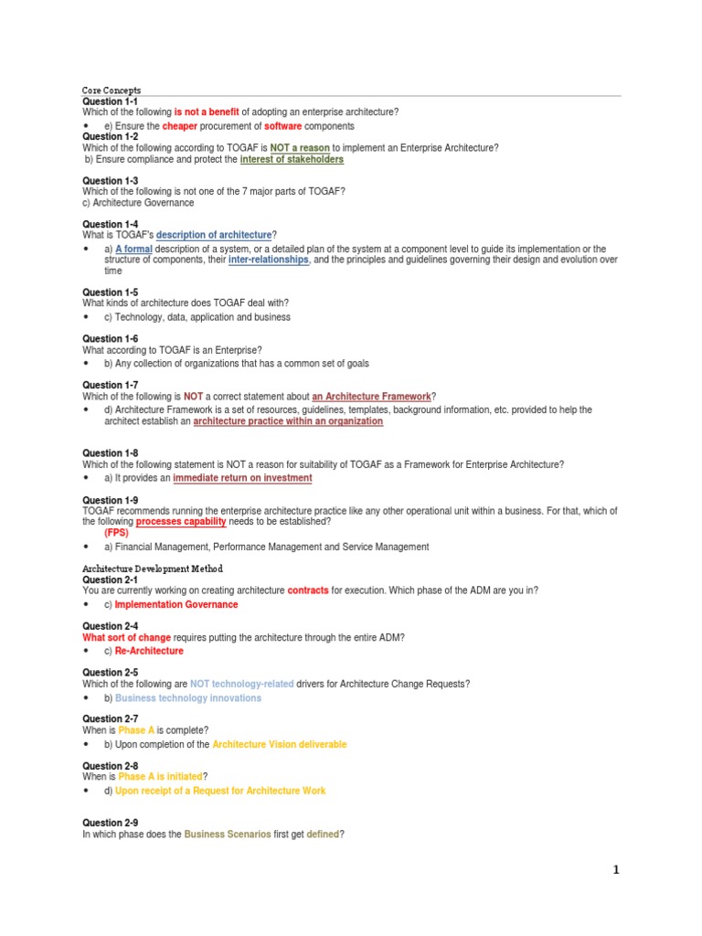 TOGAF Exam Questions and Answers Guide | PDF | Enterprise Architecture ...