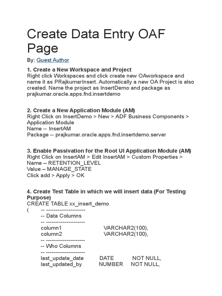 Create OAF Data Entry and Search Pages | PDF | Web Application | Object ...